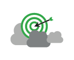 Target with arrow and clouds
